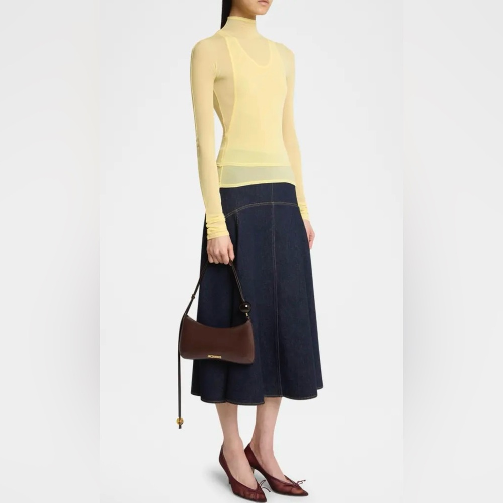 Jacquemus Brown Leather Shoulder Bag with Amber Bead Accents - Picture 6 of 8